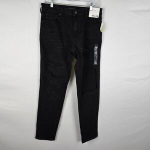 Aeropostale Jeans Men's 34 x 34 Black Aero Athletic Skinny Distressed NWT